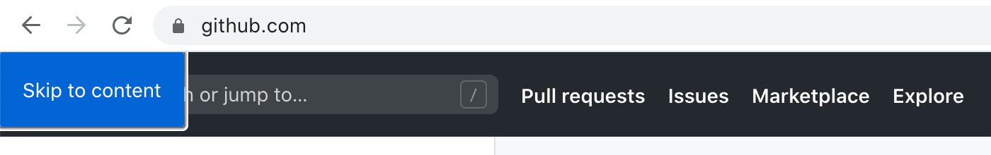 Skip navigation link on GitHub