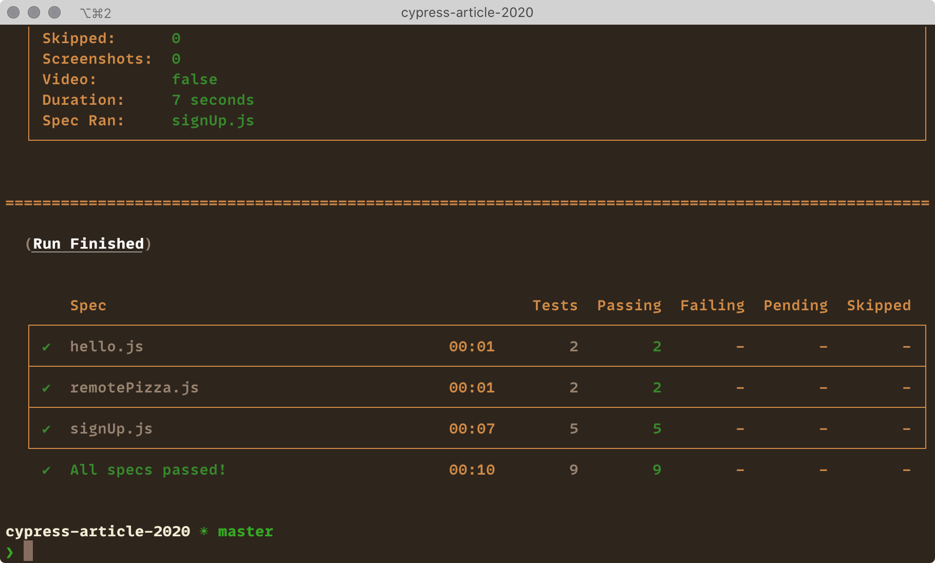 Running Cypress in the terminal